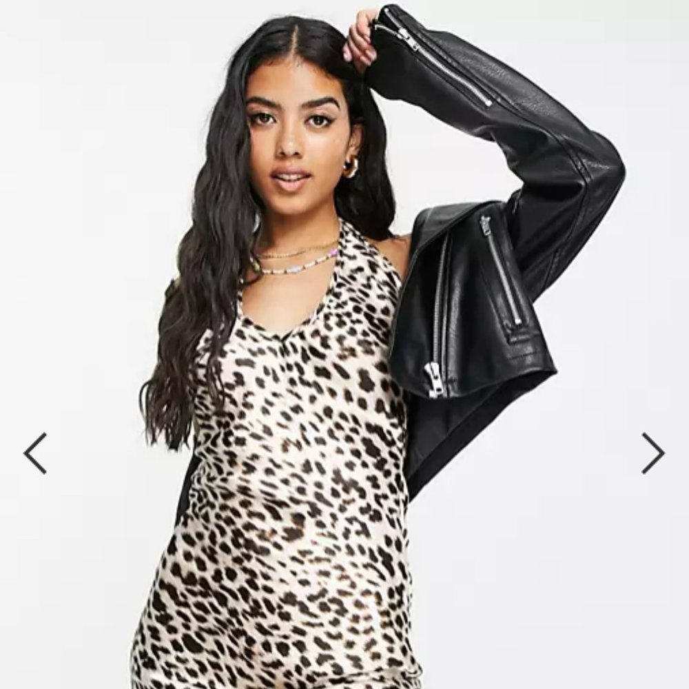 Leopard Print Mini Halter Dress